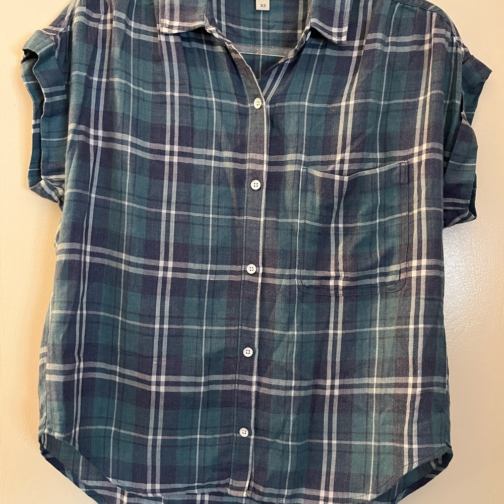 Cloth & Stone Blue Plaid Shirt